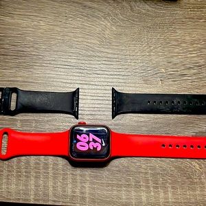 Apple Watch Series 6 black and red wrist bands 41-40-38mm